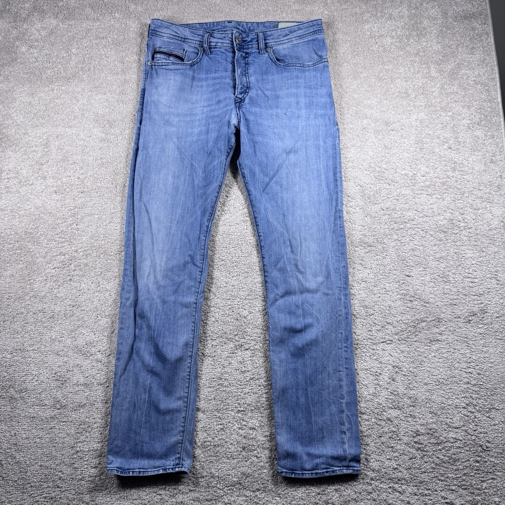 Diesel Jeans Men 32x32 Blue Buster Regular‎ Slim Tapered Stretch Repaired R842R
